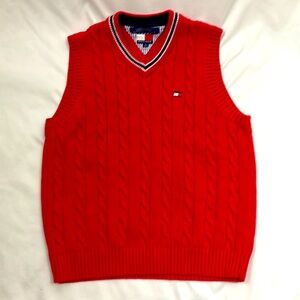 Tommy Hilfiger red fisherman style sweater vest woman’s size medium